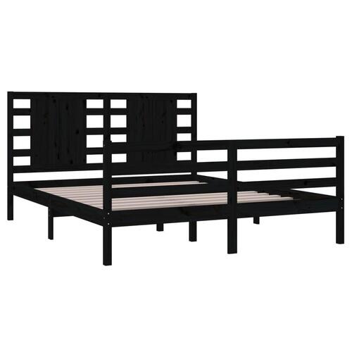 Sengeramme 160x200 cm massivt fyrretræ sort