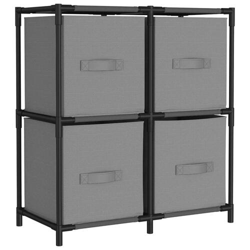 Opbevaringsreol med 4 stofkurve 63x30x71 cm stål grå