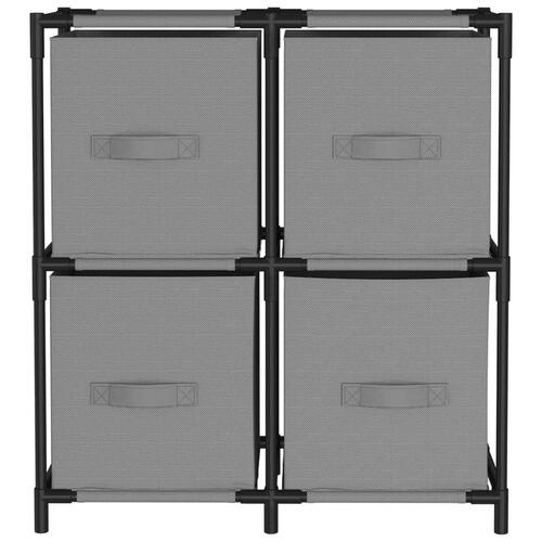 Opbevaringsreol med 4 stofkurve 63x30x71 cm stål grå