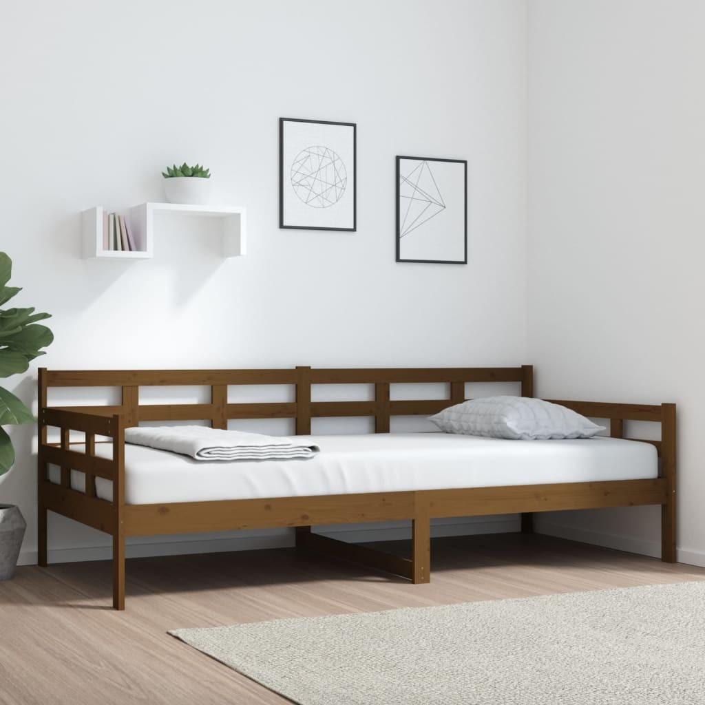 Daybed 90x200 cm massivt fyrretræ gyldenbrun