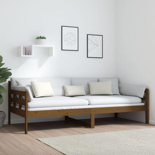 Daybed 90x200 cm massivt fyrretræ gyldenbrun