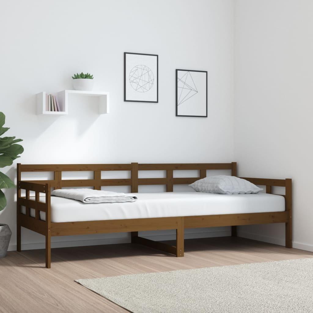 Daybed 80x200 cm massivt fyrretræ gyldenbrun