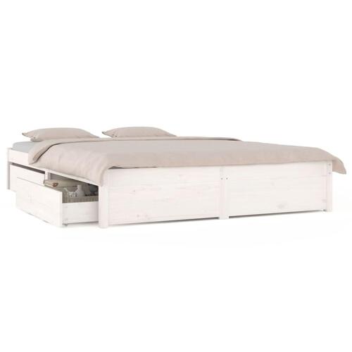 Sengeramme med skuffer 150x200 cm King Size hvid