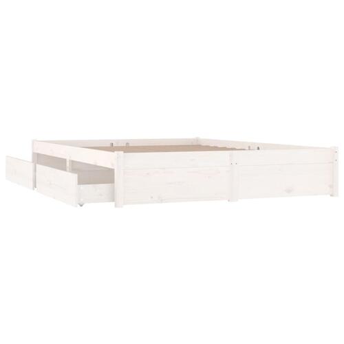Sengeramme med skuffer 150x200 cm King Size hvid