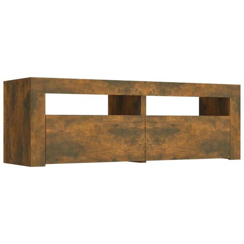 Tv-bord med LED-lys 120x35x40 cm røget egetræsfarve