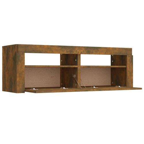 Tv-bord med LED-lys 120x35x40 cm røget egetræsfarve