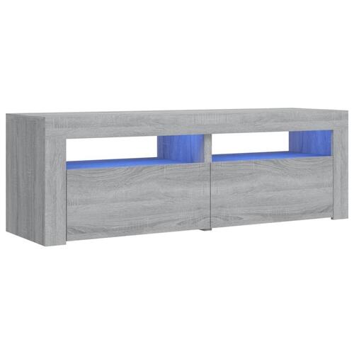 Tv-bord med LED-lys 120x35x40 cm grå sonoma-eg