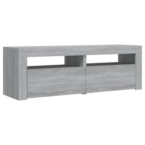 Tv-bord med LED-lys 120x35x40 cm grå sonoma-eg