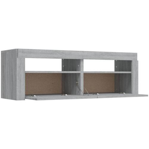 Tv-bord med LED-lys 120x35x40 cm grå sonoma-eg