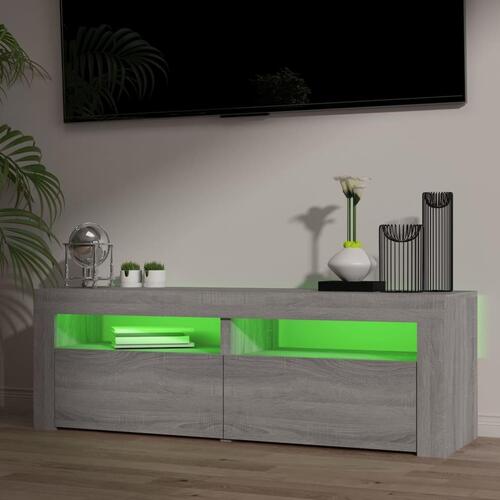 Tv-bord med LED-lys 120x35x40 cm grå sonoma-eg