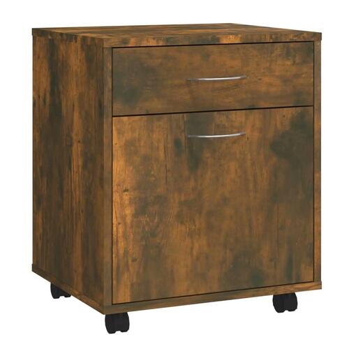 Skab med hjul 45x38x54 cm konstrueret træ røget egetræ