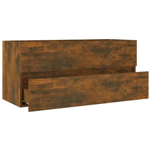 Badeværelsesskab 100x38,5x45 cm konstrueret træ røget egetræ