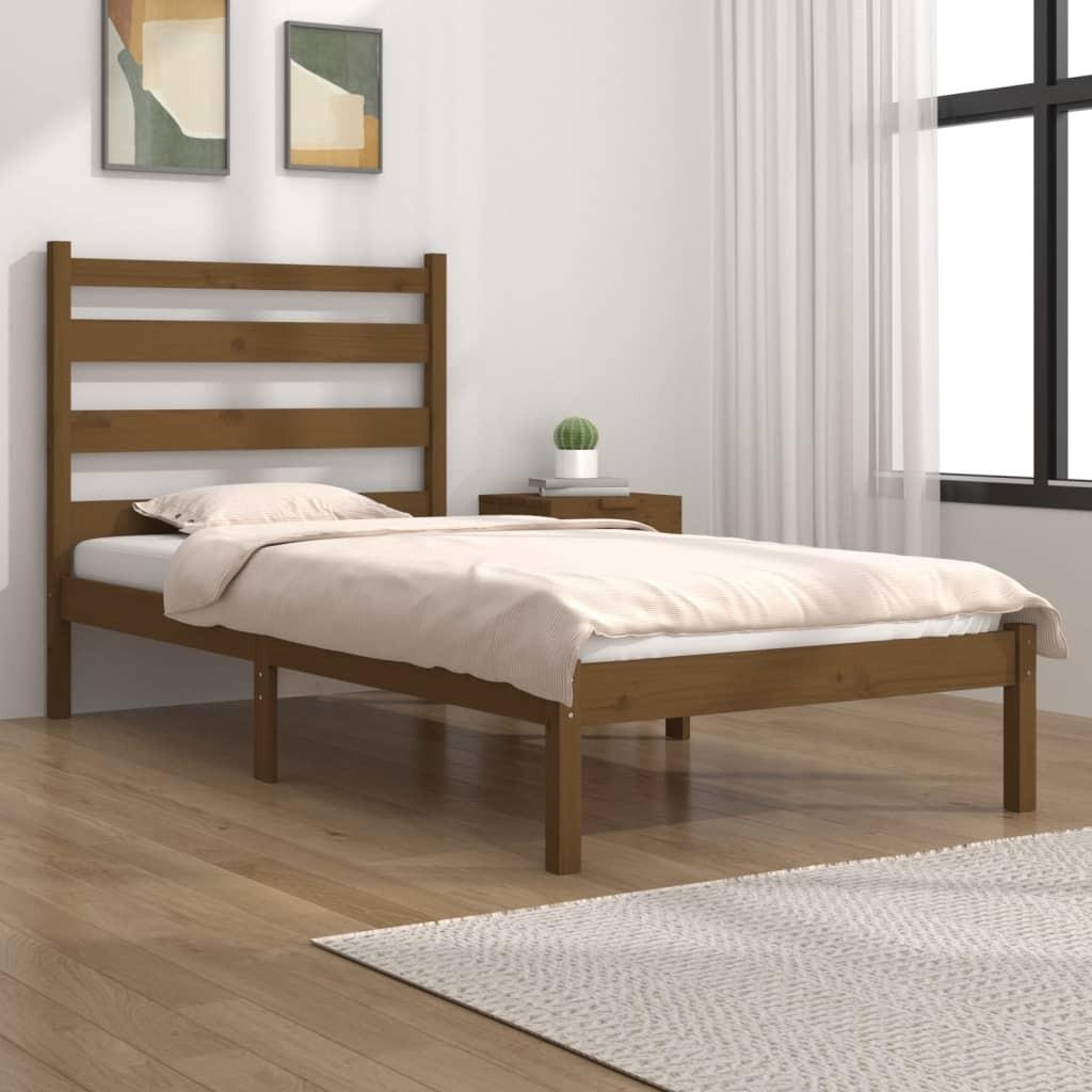 Sengeramme 100x200 cm massivt fyrretræ gyldenbrun