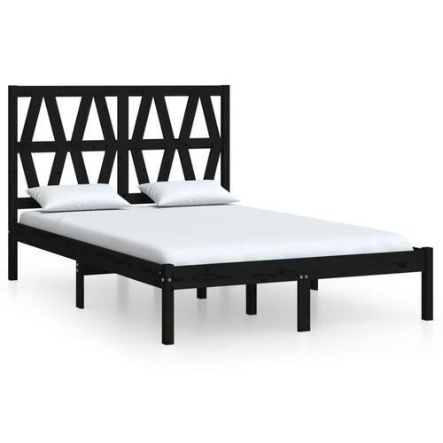 Sengeramme 140x190 cm massivt fyrretræ sort