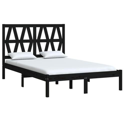 Sengeramme 140x190 cm massivt fyrretræ sort