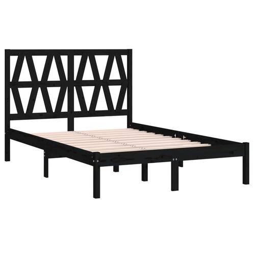 Sengeramme 140x190 cm massivt fyrretræ sort