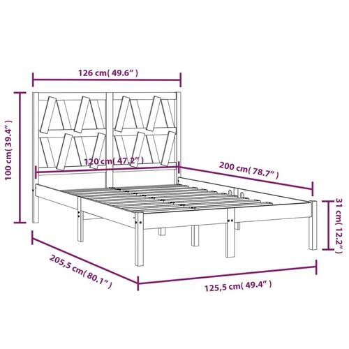 Sengeramme 120x200 cm massivt fyrretræ