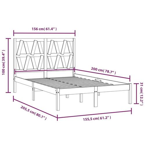 Sengeramme 150x200 cm massivt fyrretræ