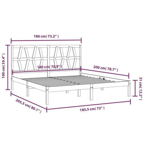 Sengeramme 180x200 cm massivt fyrretræ