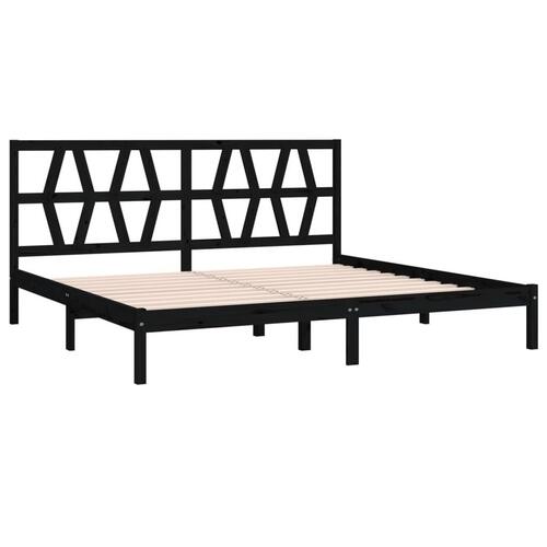 Sengeramme 200x200 cm massivt fyrretræ sort