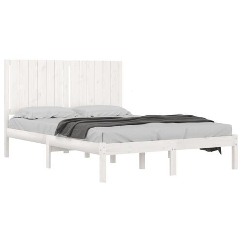 Sengeramme uden madras 140x190 cm massivt fyrretræ hvid
