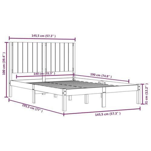 Sengeramme uden madras 140x190 cm massivt fyrretræ hvid