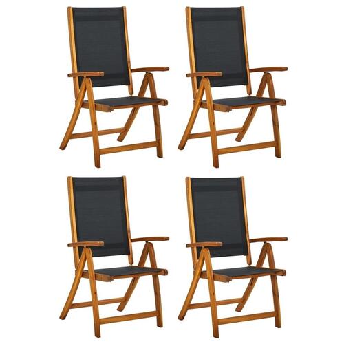 Foldbare havestole 4 stk. massivt akacietræ og textilene