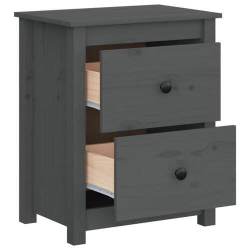 Sengebord 50x35x61,5 cm massivt fyrretræ grå
