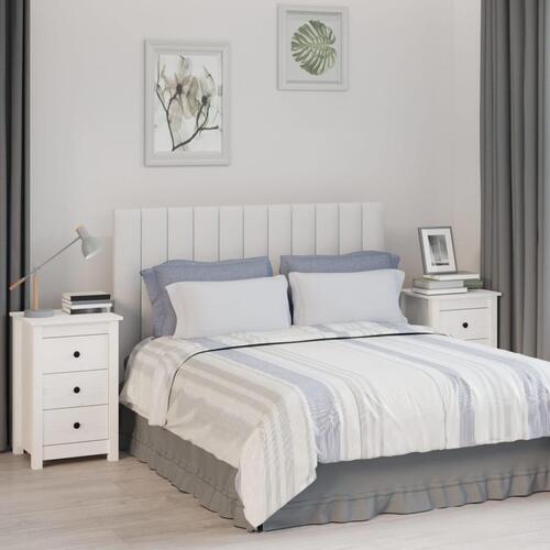 Sengeborde 2 stk. 40x35x61,5 cm massivt fyrretræ hvid