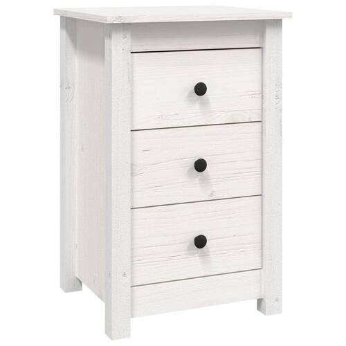 Sengeborde 2 stk. 40x35x61,5 cm massivt fyrretræ hvid