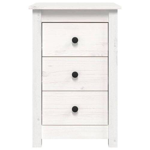 Sengeborde 2 stk. 40x35x61,5 cm massivt fyrretræ hvid