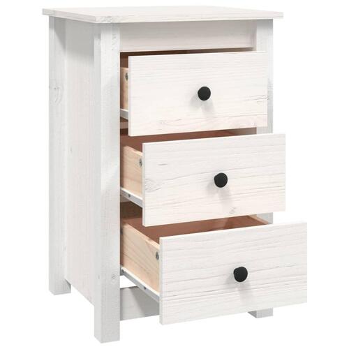 Sengeborde 2 stk. 40x35x61,5 cm massivt fyrretræ hvid