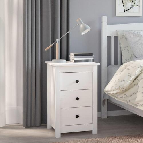 Sengeborde 2 stk. 40x35x61,5 cm massivt fyrretræ hvid