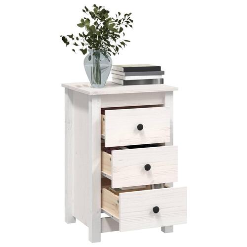 Sengeborde 2 stk. 40x35x61,5 cm massivt fyrretræ hvid