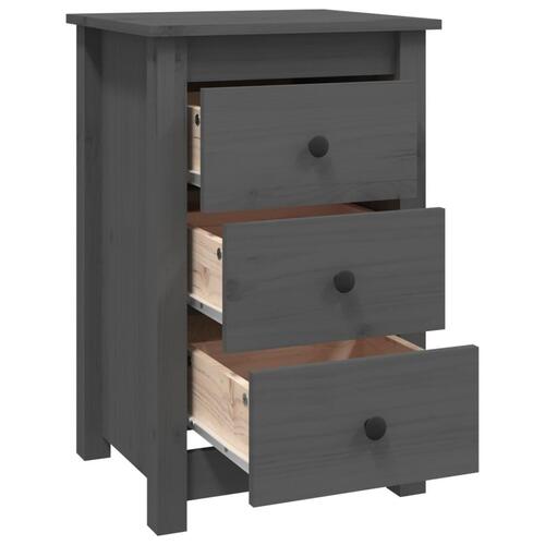 Sengeborde 2 stk. 40x35x61,5 cm massivt fyrretræ grå