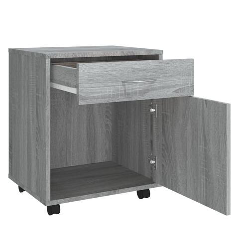 Skab med hjul 45x38x54 cm konstrueret træ grå sonoma-eg