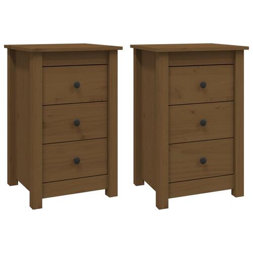 Sengeborde 2 stk. 40x35x61,5cm massivt fyrretræ gyldenbrun