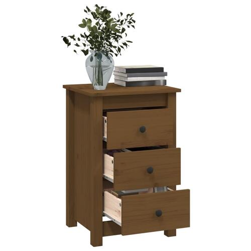 Sengeborde 2 stk. 40x35x61,5cm massivt fyrretræ gyldenbrun