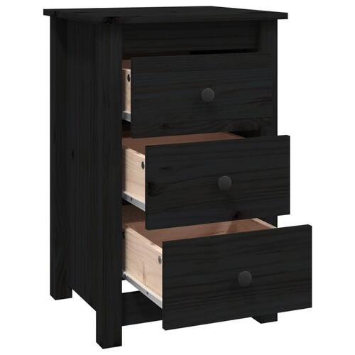 Sengeborde 2 stk. 40x35x61,5 cm massivt fyrretræ sort