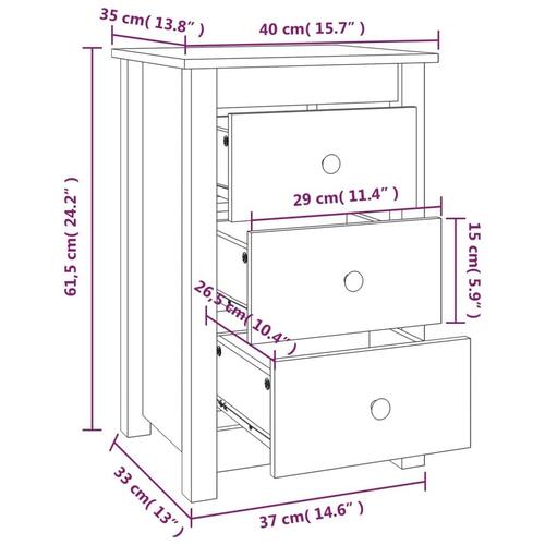 Sengeborde 2 stk. 40x35x61,5 cm massivt fyrretræ sort