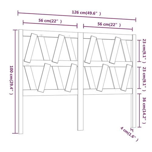 Sengegærde 126x4x100 cm massivt fyrretræ