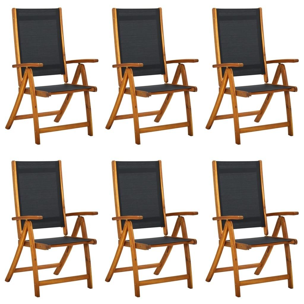 Foldbare havestole 6 stk. massivt akacietræ og textilene