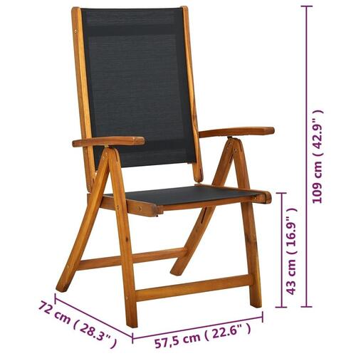 Foldbare havestole 6 stk. massivt akacietræ og textilene