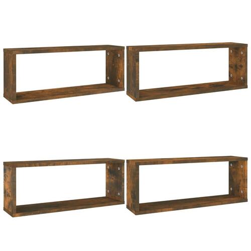 Væghylder 4 stk. 60x15x23 cm konstrueret træ røget egetræ