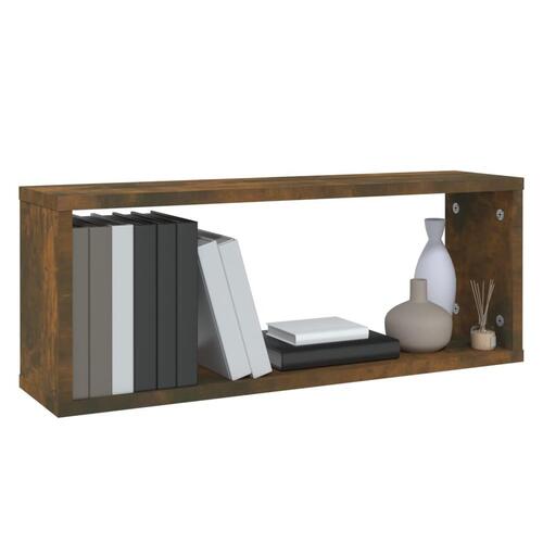 Væghylder 6 stk. 60x15x23 cm konstrueret træ røget egetræ