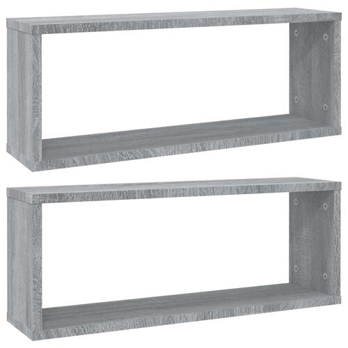 Væghylder 2 stk. 60x15x23 cm konstrueret træ grå sonoma-eg
