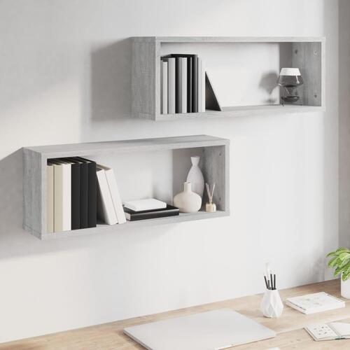 Væghylder 2 stk. 60x15x23 cm konstrueret træ grå sonoma-eg