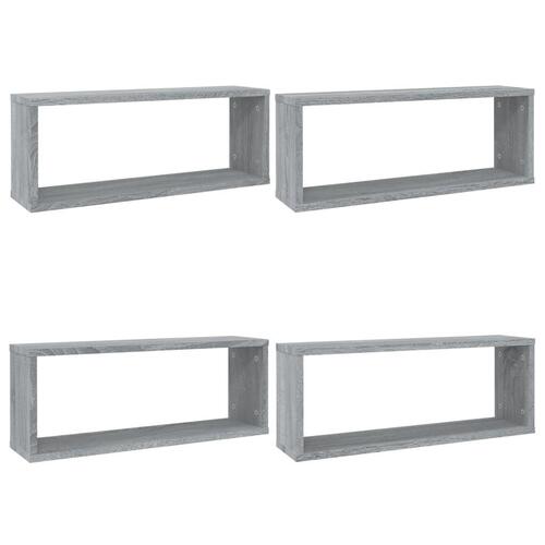 Væghylder 4 stk. 60x15x23 cm konstrueret træ grå sonoma-eg