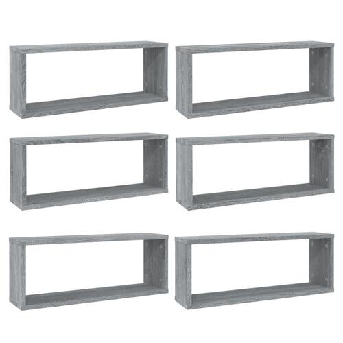 Væghylder 6 stk. 60x15x23 cm konstrueret træ grå sonoma-eg