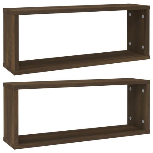 Væghylder 2 stk. 60x15x23 cm konstrueret træ brun egetræ